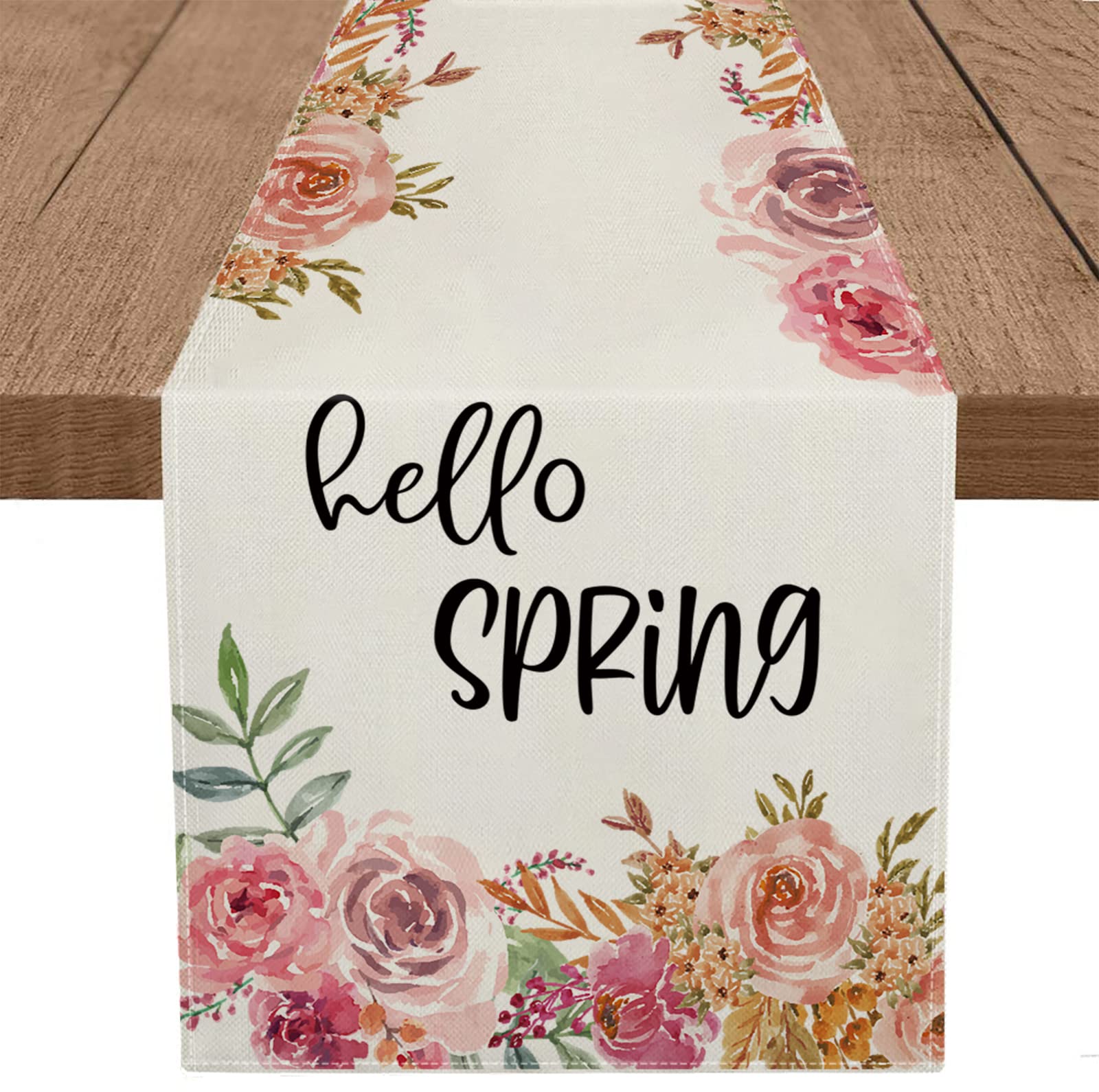 Spring Floral Table Runner Peony Flowers 13 x 72 Inch Burlap Long Tablecloth Farmhouse Holiday Decor Summer Table Runners Dining Decorations Home Kichen Supplies