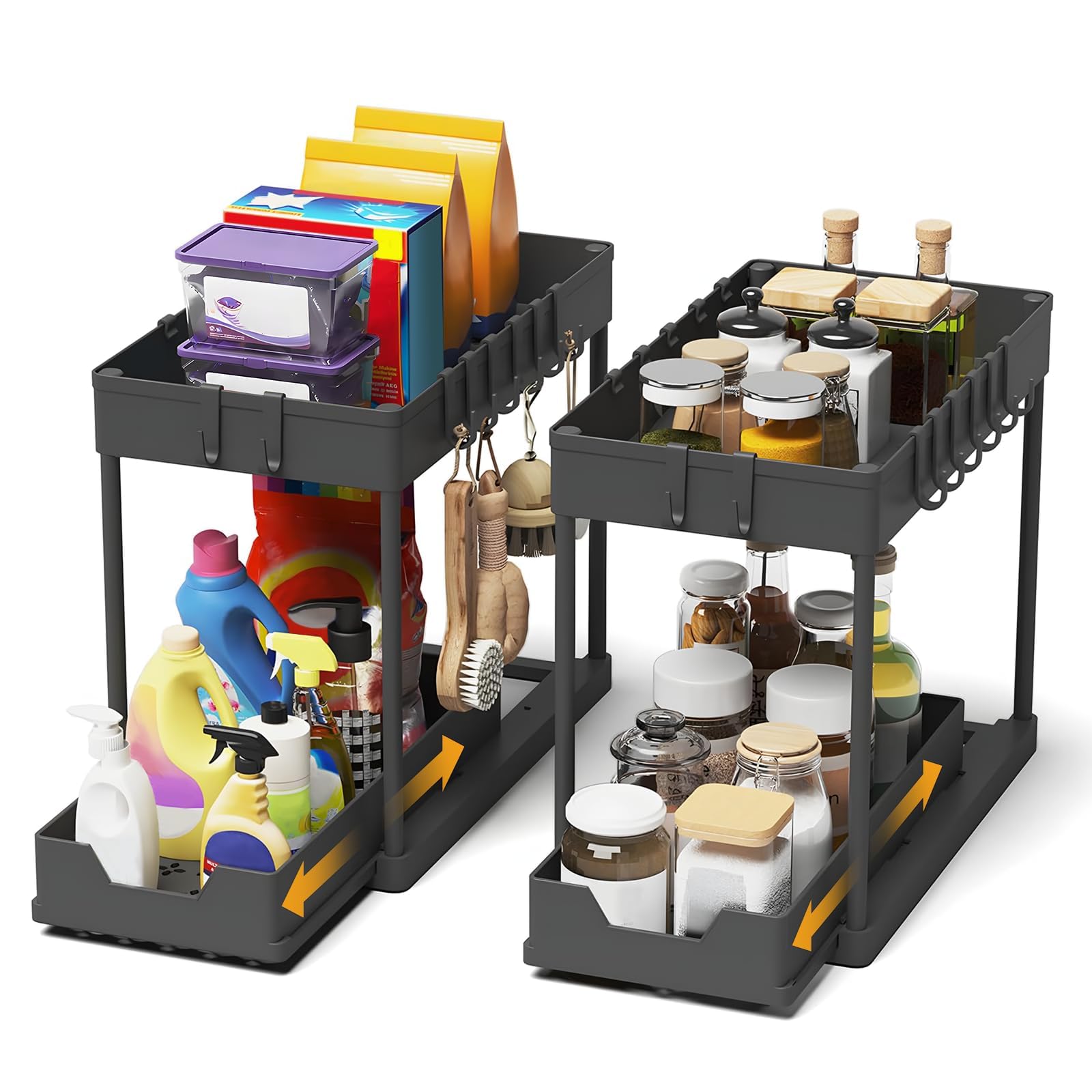 Meltrck 2 Pezzi Organizer Sottolavello Cucina 2 Livelli — Scaffale Estraibile per