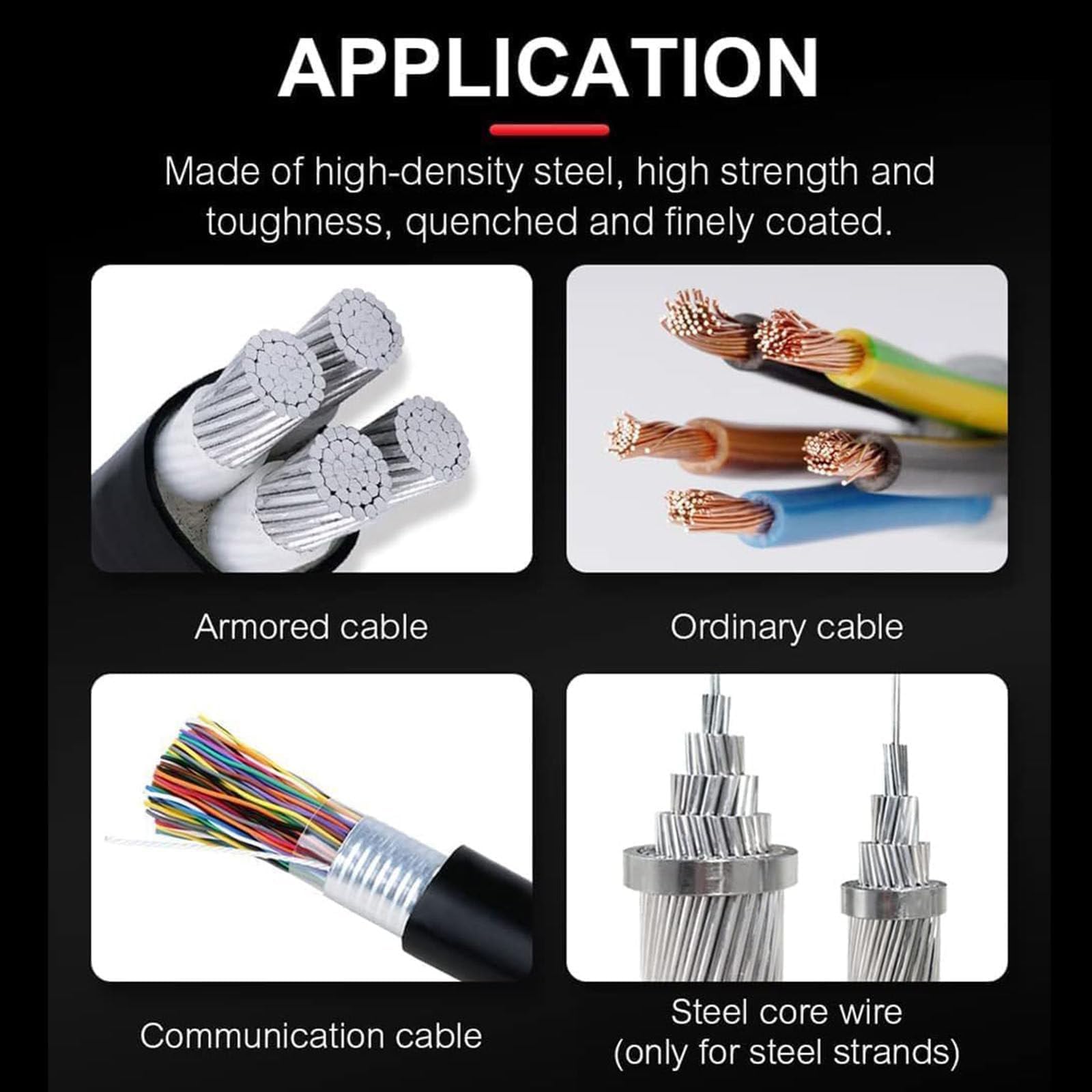 Cortador de cables de trinquete portátil, herramienta de carga compacta con cepillo de limpieza para cables de cobre y aluminio, corte de cables blindados, tamaños de 50 mm, 65 mm, 75 mm
