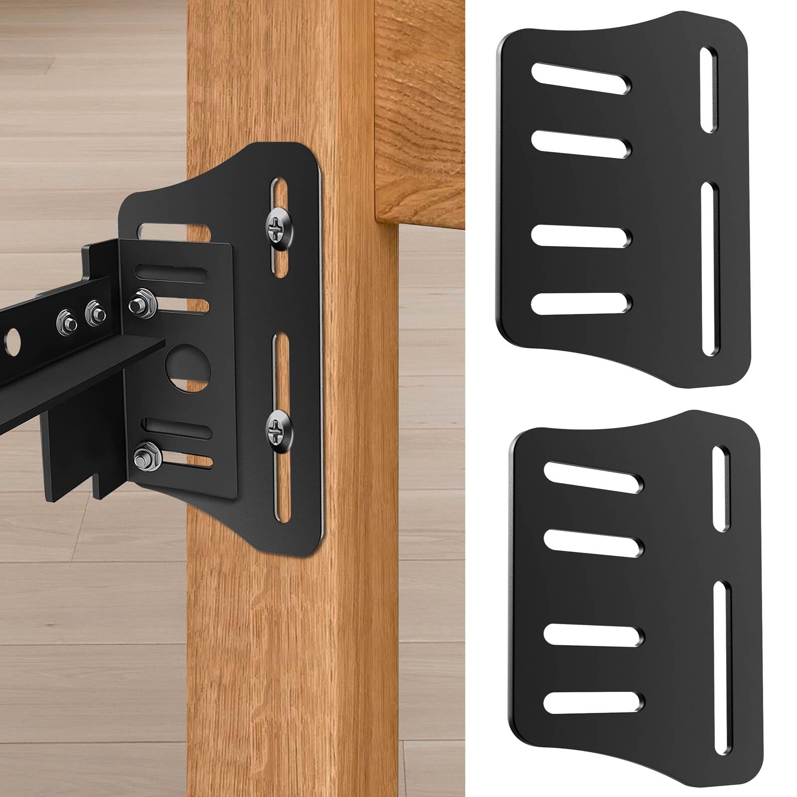 YIDAHOOG 2Pcs Bed Frame Brackets Adapter for Headboard Extra, Queen Bed Modification Plate Headboard Attachment Bracket with Hardware headboard kit for Adjustable Bed?with Mounting Bolts (Black)
