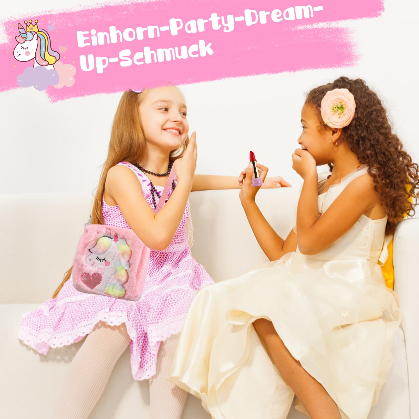 Kinderschminke Set Mädchen Schminkkoffer mädchen 6 Jahre Einhorn Geschenk für Mädchen 4 5 6 7 8 Jahre Einhorn Handtasche Schminkset für Mädchen