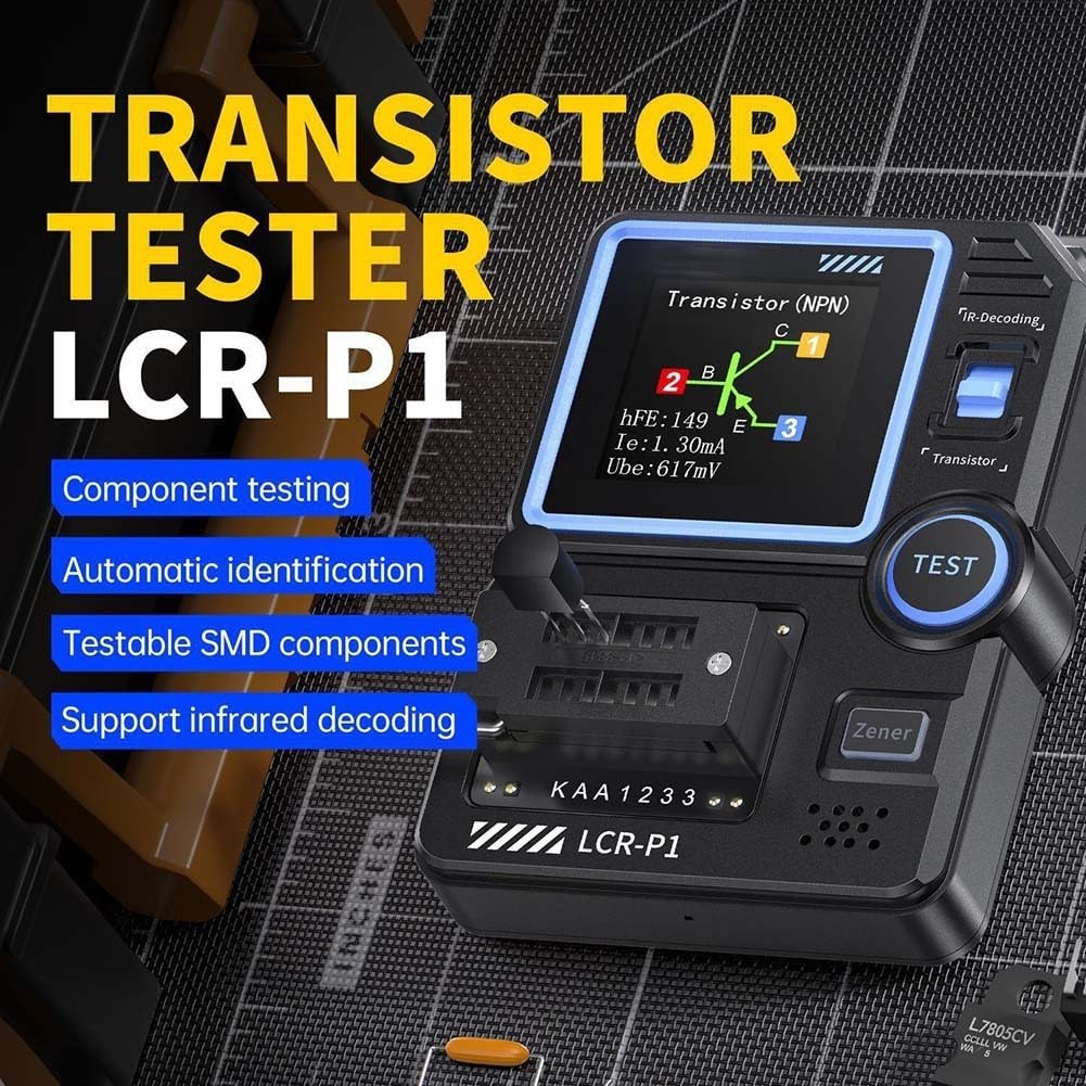 Besttoolifes LCR-P1 Transistor Tester Diodo Triodo Capacitancia Resistencia Medidor LCR ESR, para voltaje, corriente, resistencia, continuidad de diodos, capacitancia, frecuencia