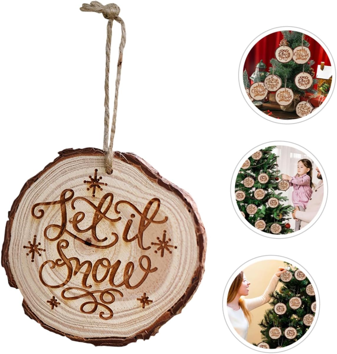 Wooden Xmas Tree Hanging Decor Pendant for Christmas Tree Branches