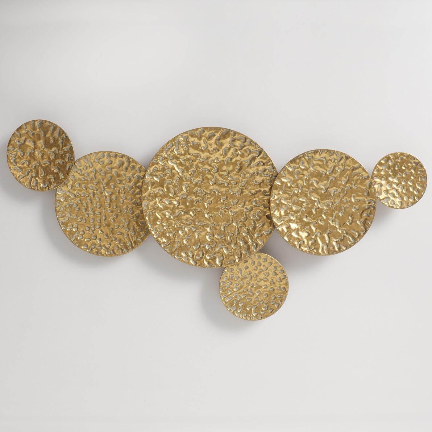 XXL Wanddeko NENUX Wandbild Metall Blumen Wandschmuck Kreise 118 x 55cm gold Deko Wohndeko