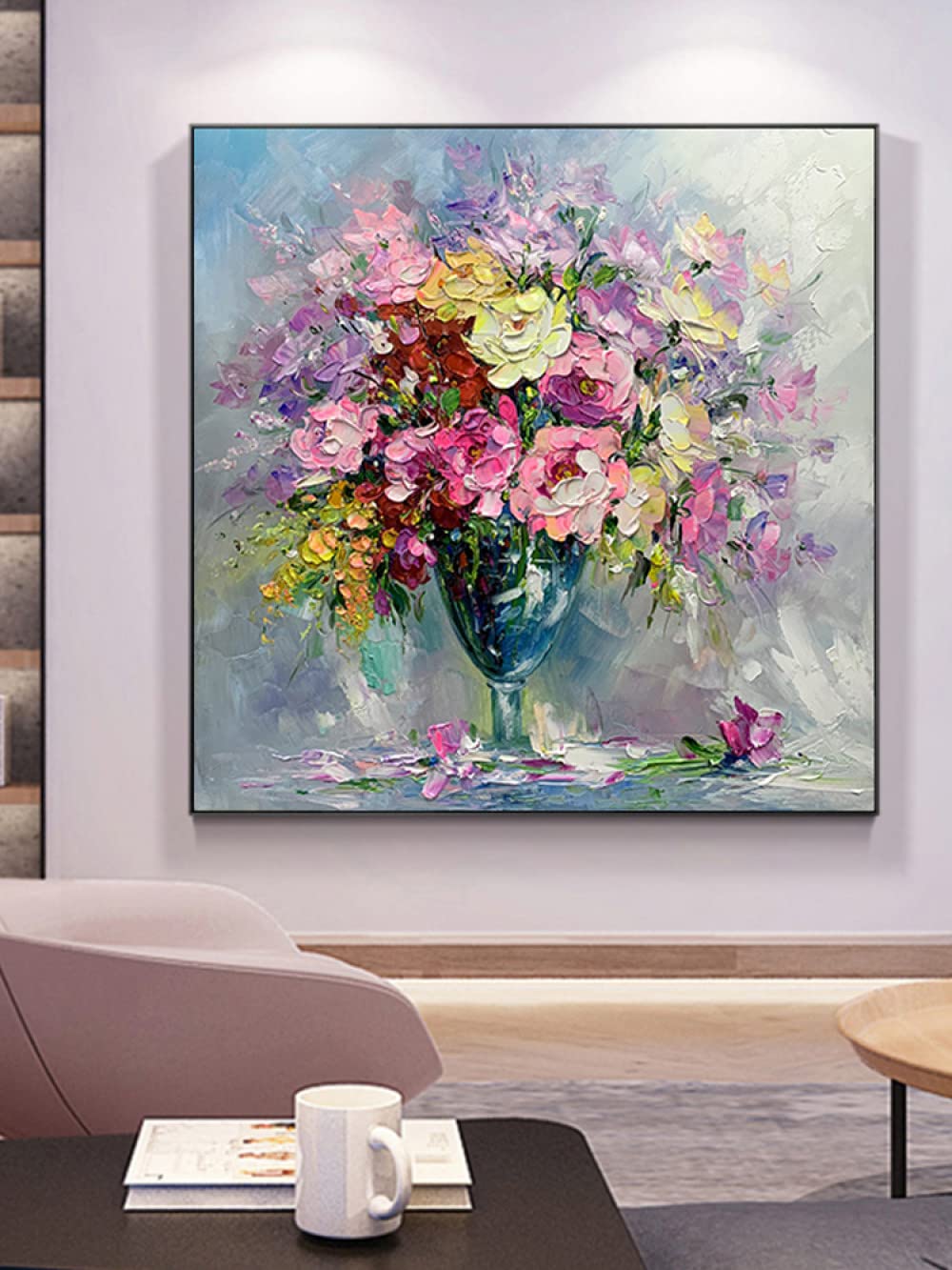 純粋な手描きのヨーロッパの厚い油の質感の抽象的な花0