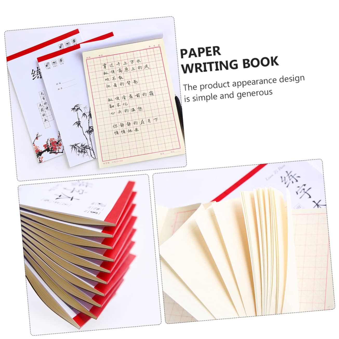 jojofuny 2 ensembles Cahier D'Exercices Pour Tout-Petits Apprentissage Cursive Pratique De L' Calligraphie Chinoise Cahier 4 pièces * 2