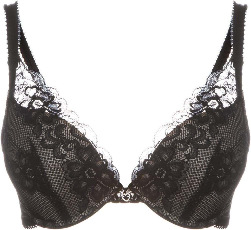 Aimer Women's Thick Cotton Cup With Teardrop Shape Deep-V Molded Bra 32B Black
