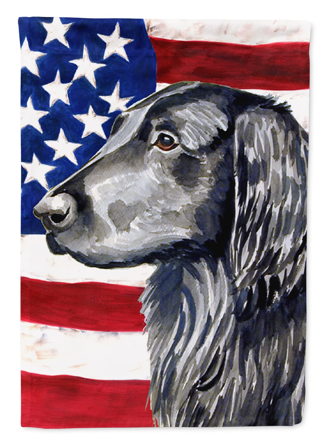 Drapeau Flat Coated Retriever USA grand format toile extérieur LH9021CHF