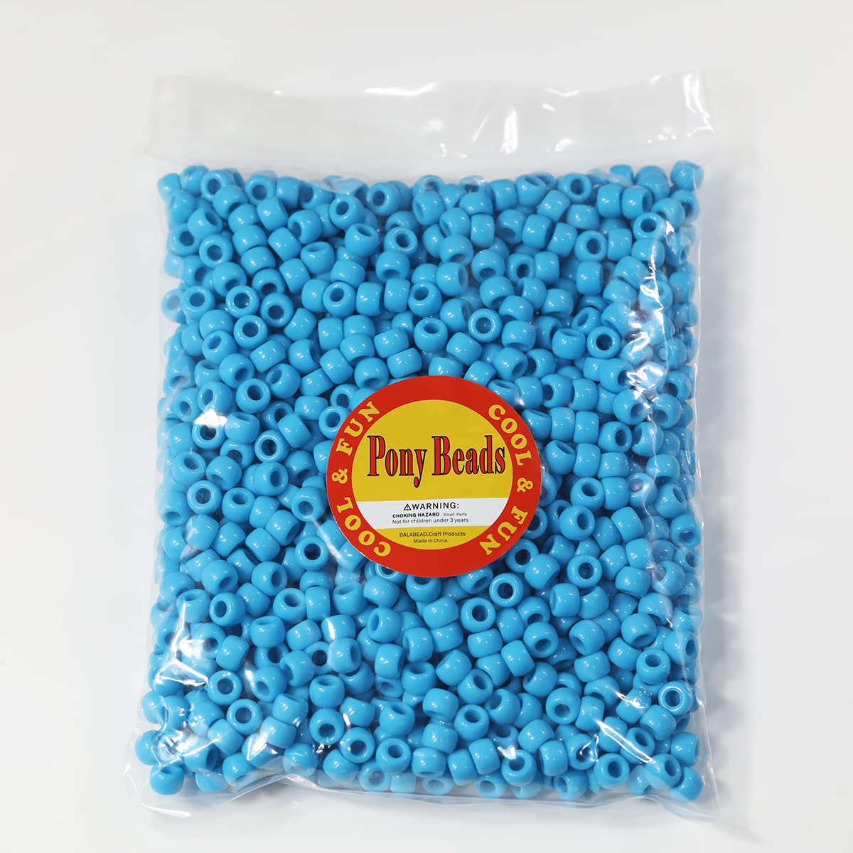 Bala&Fillic Size 6x9mm Lake Blue Pony Beads with Smooth Surface Total 1000pcs Craft Pony Beads for Making Bracelets (Lake Blue) - Image 3