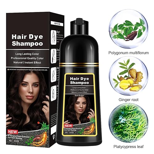Miniatura 3 de Dark Coffee Hair Color Shampoo for Gray Hair, Instant Dark Brown Hair Dye Shampoo 3 in 1 for Women and Men, Long Lasting Herbal Brown Hair Shampoo