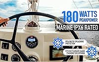 Vista 6 de Radio estéreo marina Bluetooth para barcos, sintonizador FM para barcos, carrito de golf, ATV, UTV y jacuzzis de spa, transmisión de medios digitales