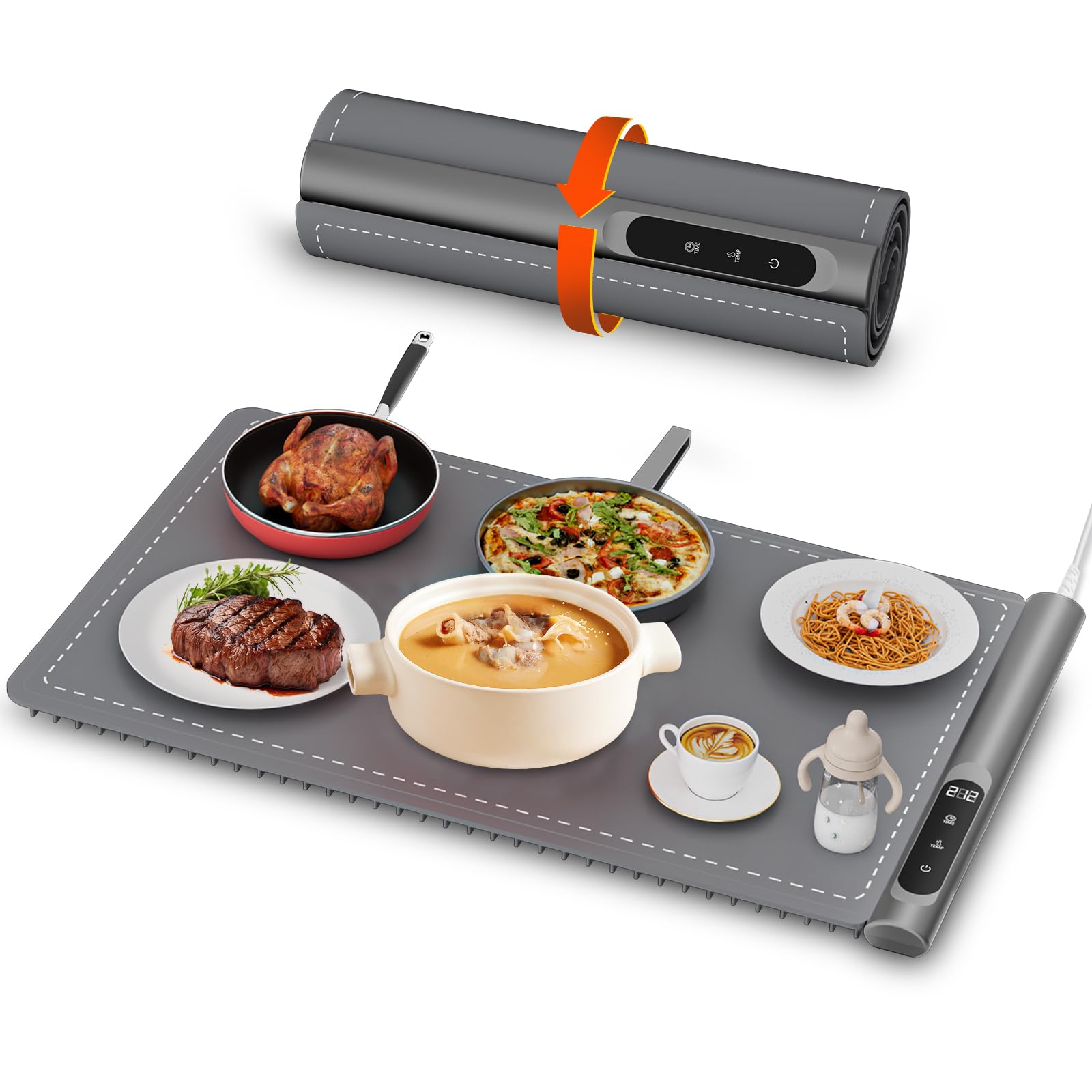 Portable Food Warming Mat, Electric Warming Tray Full Surface Heating To Keep Food Warm Or Thawing, Versatile Food Warmer With Adjustable Temperature For Parties Buffets Gatherings Holidays Daily Use