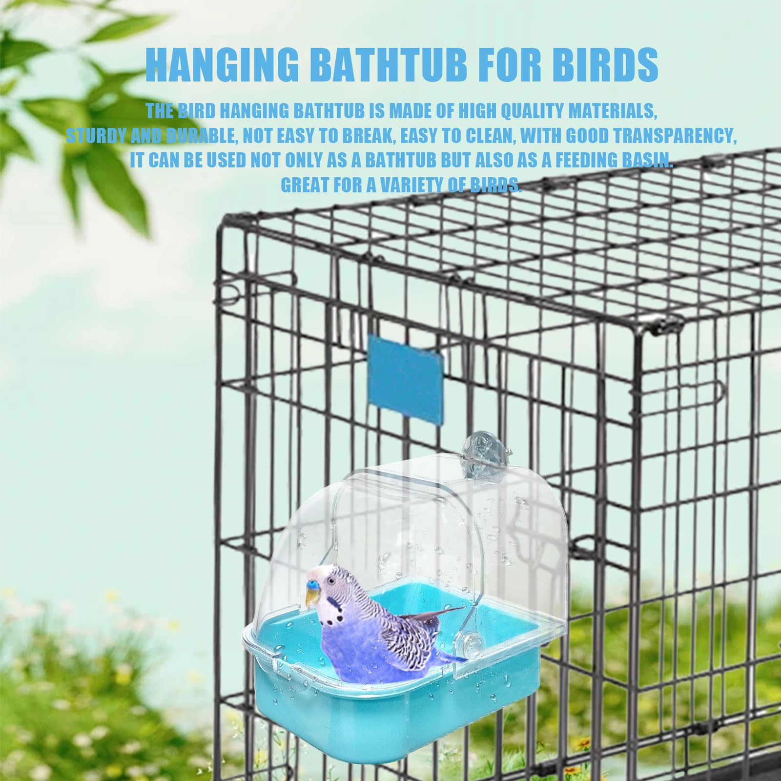 Vasca Da Bagno Per Uccelli HOSUKKO 16x16x16 Cm - Per Gabbie, Con 4 Ganci, Per Pappagalli E Piccoli Uccelli - Foto 8
