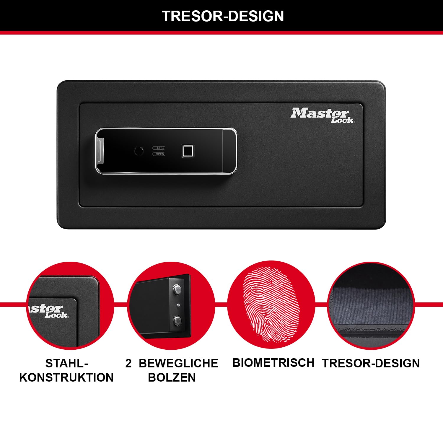 Master Lock Biometrischer Tresor mit Fingerabdruck, 19,5 x 43 x 37 cm
