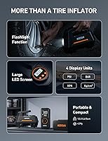 Vista 7 de AstroAI - Inflador de neumáticos - Compresor de aire portátil para neumáticos de auto - Bomba automática de 12 V CC con manómetro digital, 100 PSI