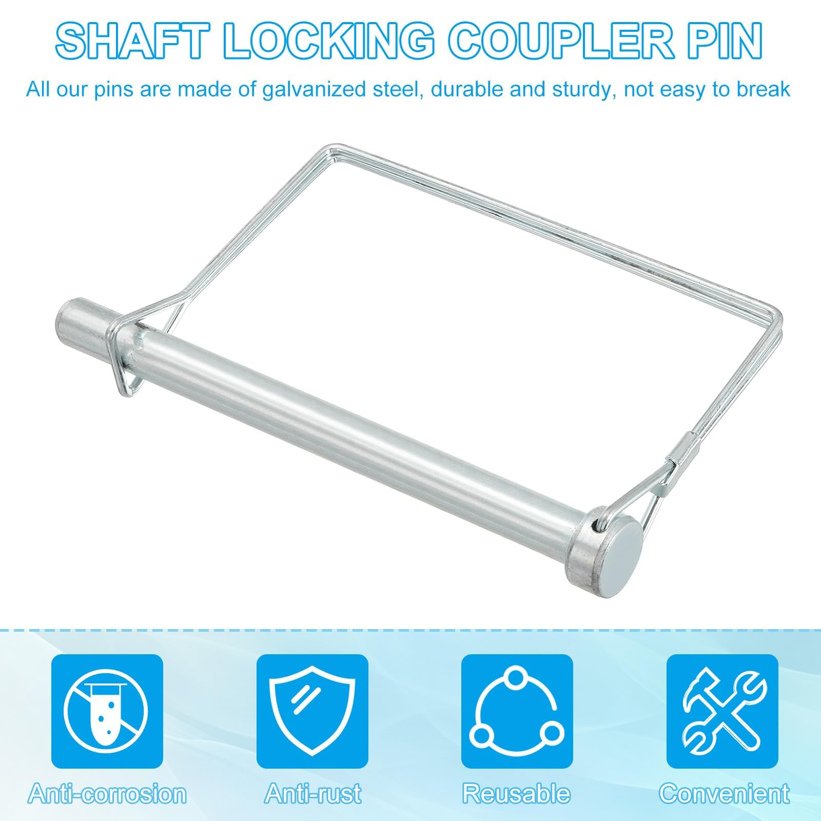 PATIKIL Przyczepa Zaczep Kołek 2/5x4-3/4 ", 2 szt. Kwadratowy drut Oś Blokada Kołki Zaczep Bezpieczeństwa PTO do przyczepy łodzi (10x120mm)