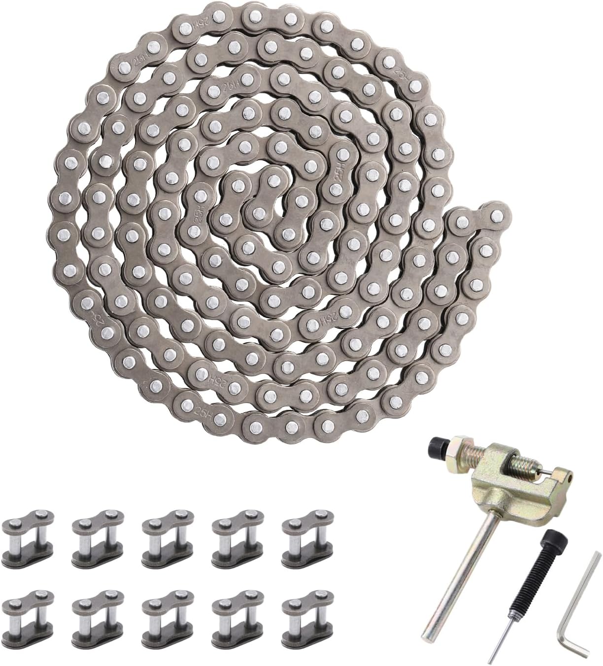 KAMIER #25 Roller Chain 132 Link with Drive Chain Breaker for Razor MX500 MX650 SX500 Mcgrath Dirt Rocket Bike Off Road Motocross Pit Bike Kids Electric Scooter Moped Mini Pocket Bike Heavy Duty Parts