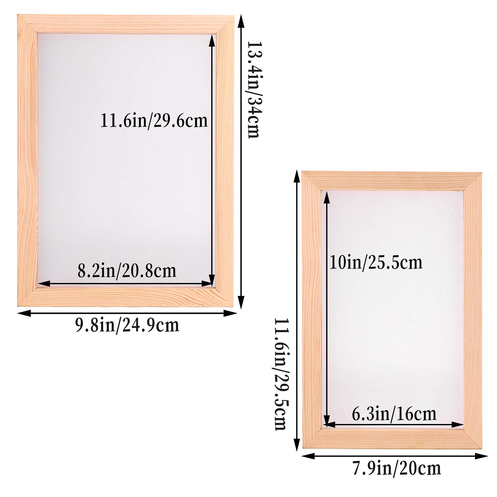 Luter 2 Piezas De Molde De Madera para Hacer Papel, Herramientas De Pantalla De Marco De Molde para Hacer Papel, para Manualidades De Papel De Bricolaje (34 * 24 cm, 30 * 20 cm)