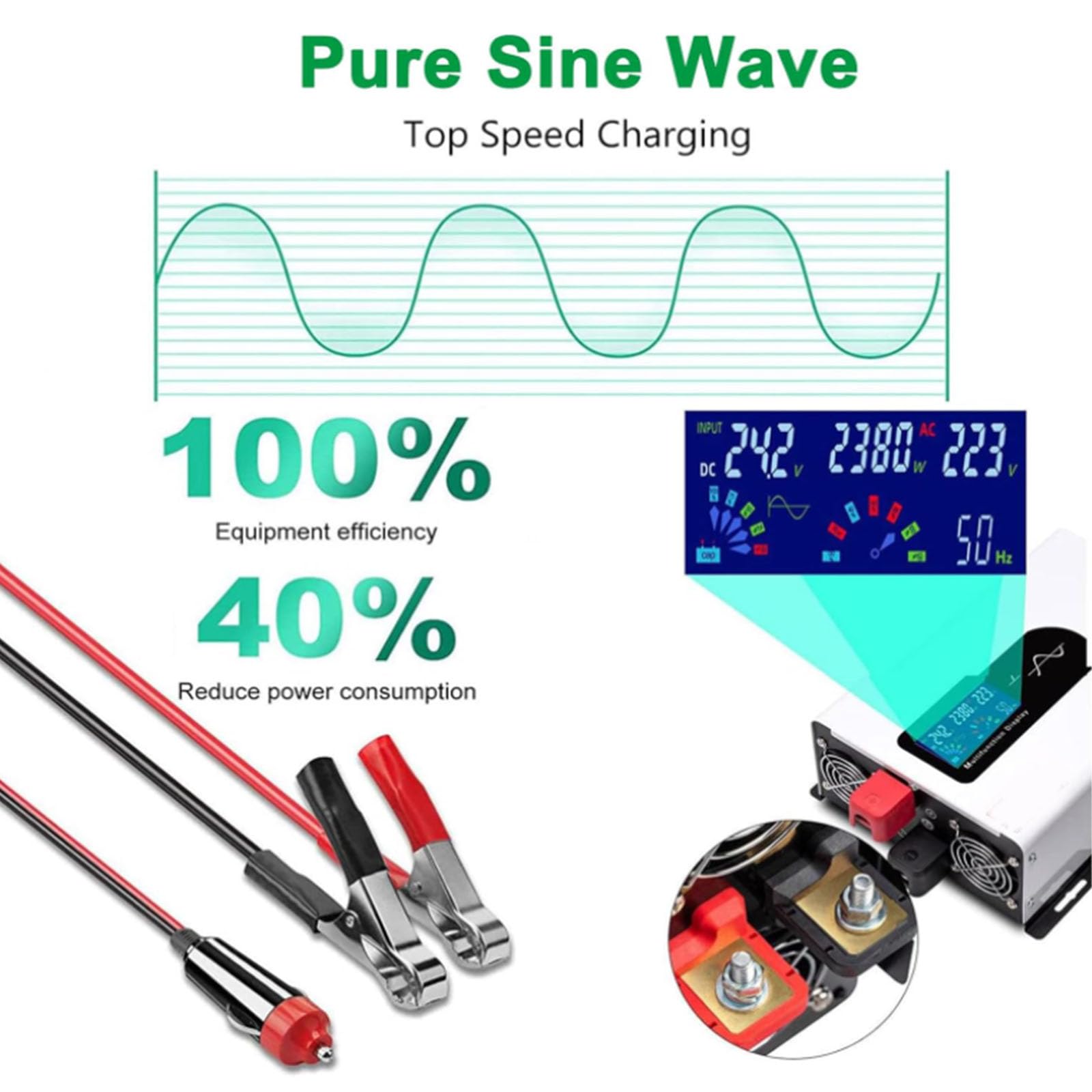 12v to 220v,Inversor Solar híbrido de 8000 W, CC 72 V, 60 V, 48 V, 24 V, 12 V a CA 220/110 V, con Pantalla LED, inversor fotovoltaico de Onda sinusoidal Pura para autocaravanas