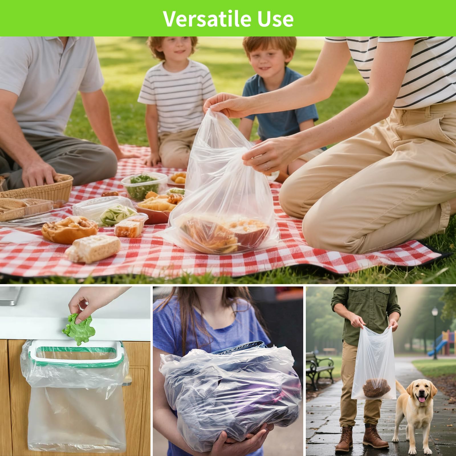 Bolsas de plástico transparente para almacenamiento de alimentos, 12 x 16 pulgadas, 350 bolsas/rollo, para verduras, pan.