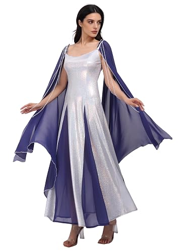 DAZCOS Medieval Dress Women Elven Dreamy Sparkling Fairy Renaissance Costume
