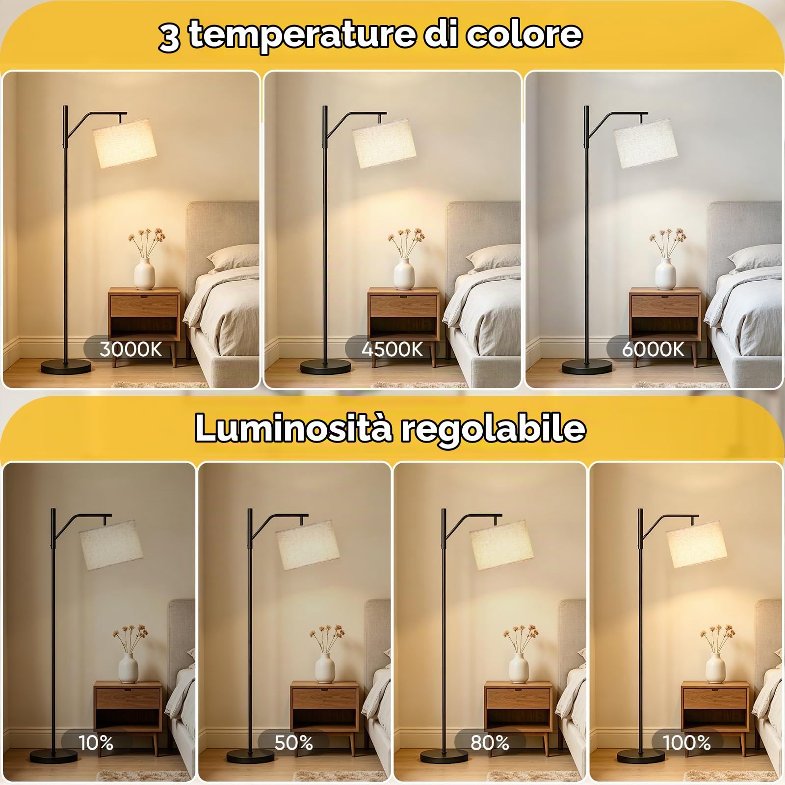TaoFiaCo 168 cm Lampada da Terra a LED Ricaricabile per Soggiorno, Beige | Lampada Moderna Ad Arco, 3 Temperature di Colore, Telecomando, Piantana per Camera da Letto Ufficio, Lampadina LED Inclusa