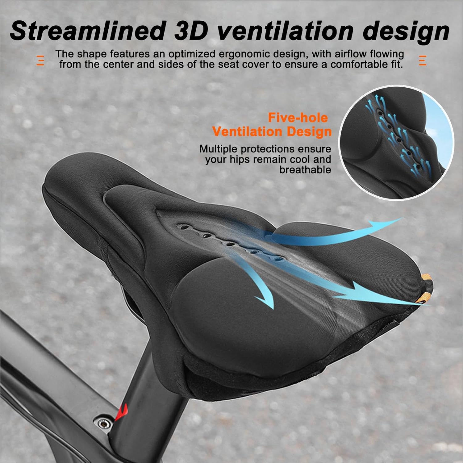 Bike Seat Cushion Cover for Trek Wahoo 20 Trail 2024, Dual Layer Gel Memory Foam Saddle Pad, Non-Slip Durable Bike Seat Pad, Ergonomic Cycling Saddle Support