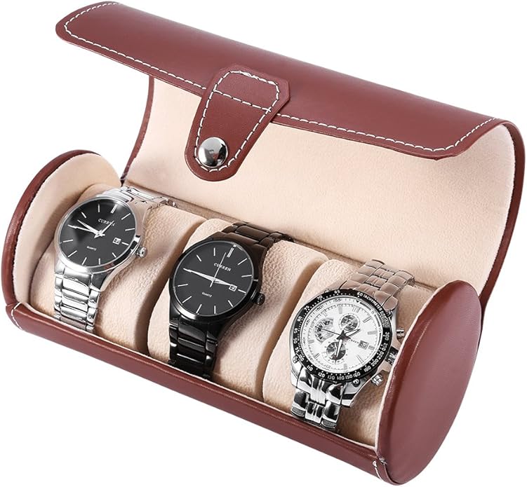 Caja de Reloj de 3 cuadrículas, Caja de joyería, Caja de Reloj de Cuero