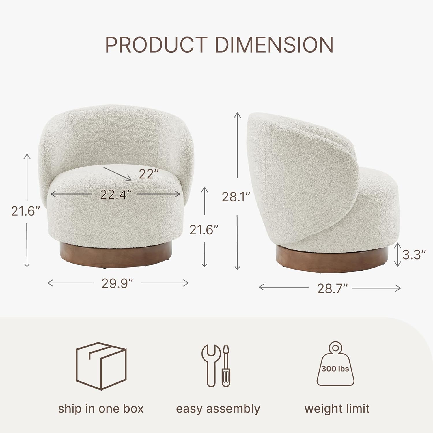 Product dimensions and assembly icons