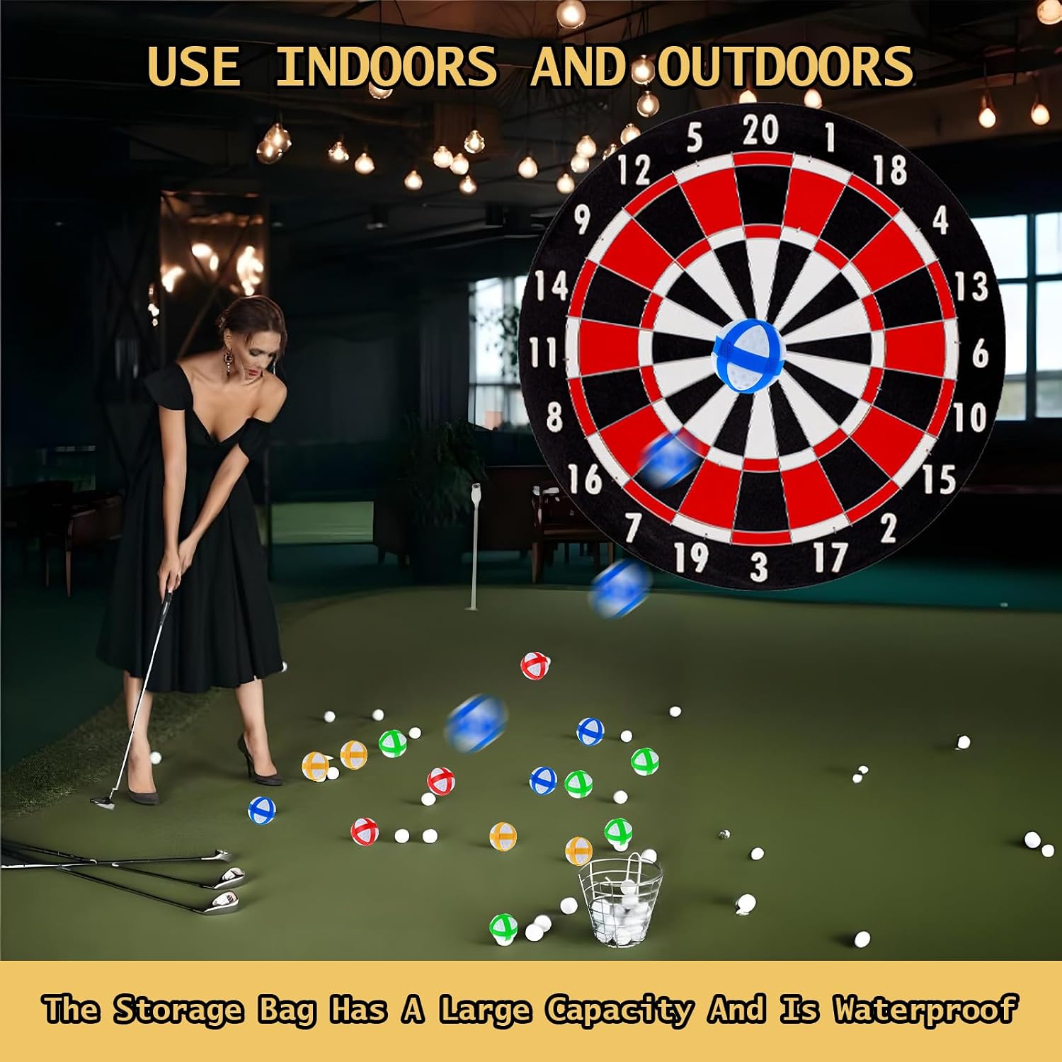 60 Pack Mini Sticky Golf Balls for Fabric Darts Board, Darts Hook and Loop Balls Safe Sport Game Accessories for Teens Indoor Outdoor Party Games (4 Colors)