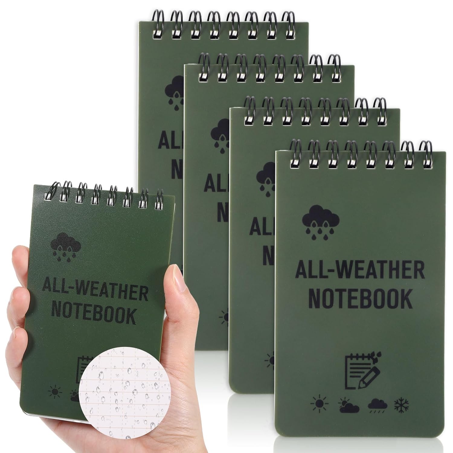 NYTGAH 4 Pack Waterproof Notebook 3" x 5" Top Spiral Pocket Notepad