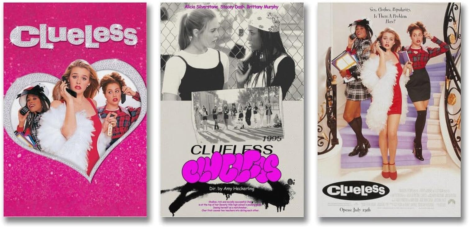 Yunneat 3 PCS Clueless Poster Movie Vintage Poster Wall Art Canvas Posters Room Decorative Aesthetic Poster Print Decor Posters 08x12inch(20x30cm)-3pcs Style-3