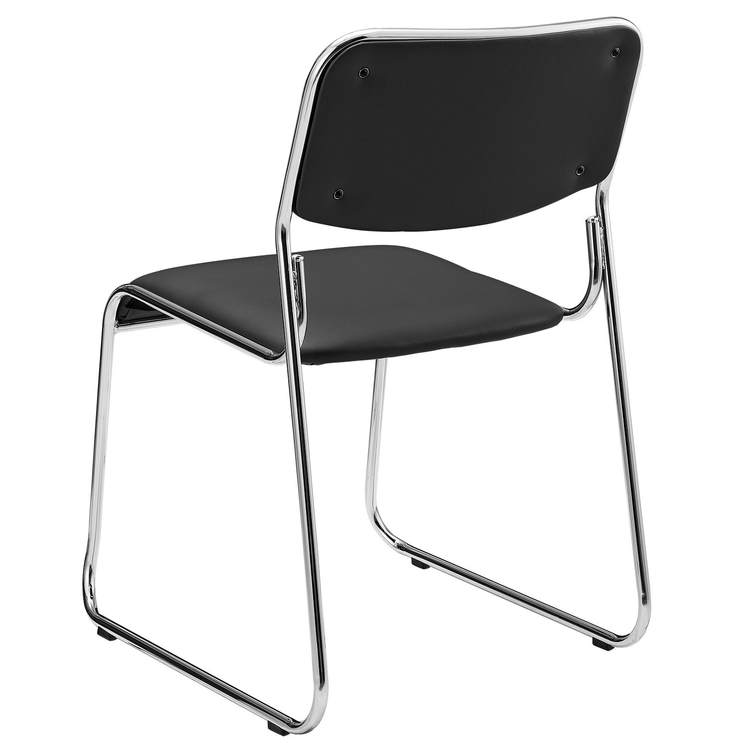pro.tec Lot de 4 Chaises de Bureau Chaises de Conférence Sièges Empilables Confortables Peu Encombrant Bureau Salle de Réunion Espace de Réception Métal Similicuir Noir 51 x 77 x 55 cm