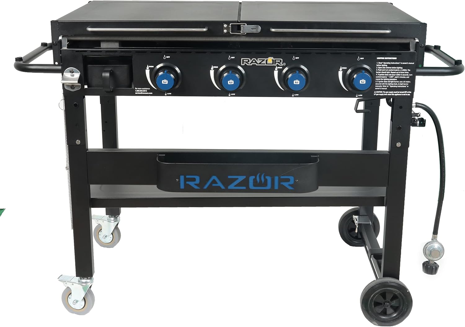 Razor 4Burner Griddle Grill with Foldable Shelves