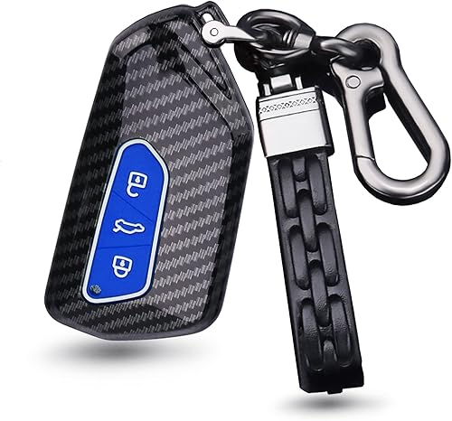 ontto Funda para llavero VW Golf 8 Key Case Carbon Fiber Pattern Key Shell, Azul