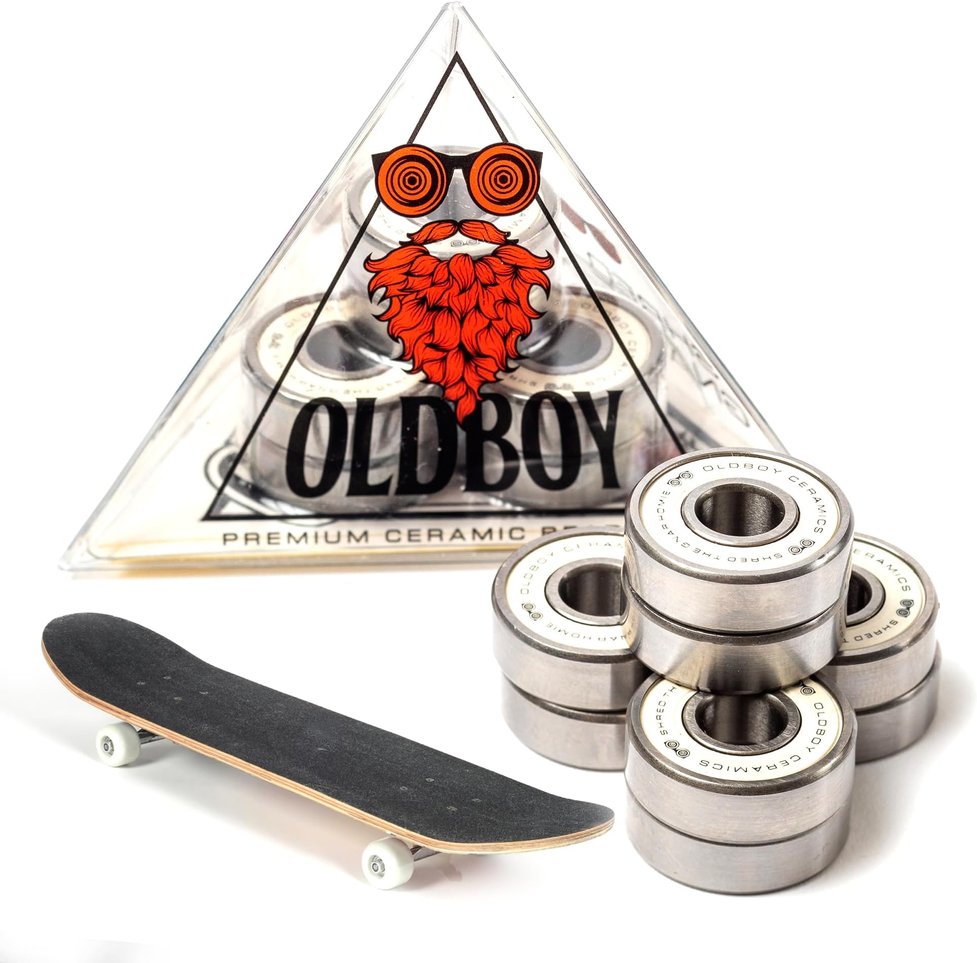 Oldboy Ceramic Skateboard Bearings, Set of 8 Bearings for Skateboards, Longboards, Inline Skates, Rollerblades, Super Lube Ball Bearings, Skateboard Accessories (608RS ZrO2 at 8 x 22 x 7 mm)