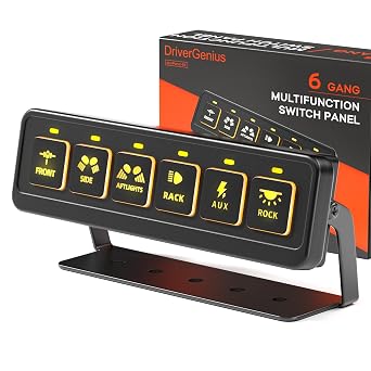 DriverGenius dynPanel-6X | 6-Gang Wireless Switch Panel with Relay Box Waterproof, 12V/24V, Off-Road Control System for Trucks, SUVs, ATVs, UTVs 4 Modes