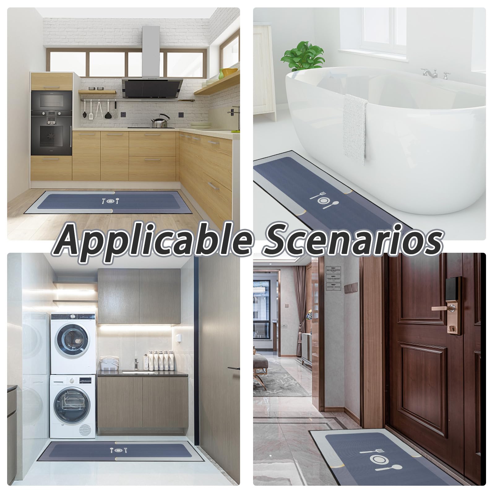 Tappetini Da Cucina Antiscivolo 2 Pezzi - Impermeabili E Lavabili Per Pavimenti - Foto 3