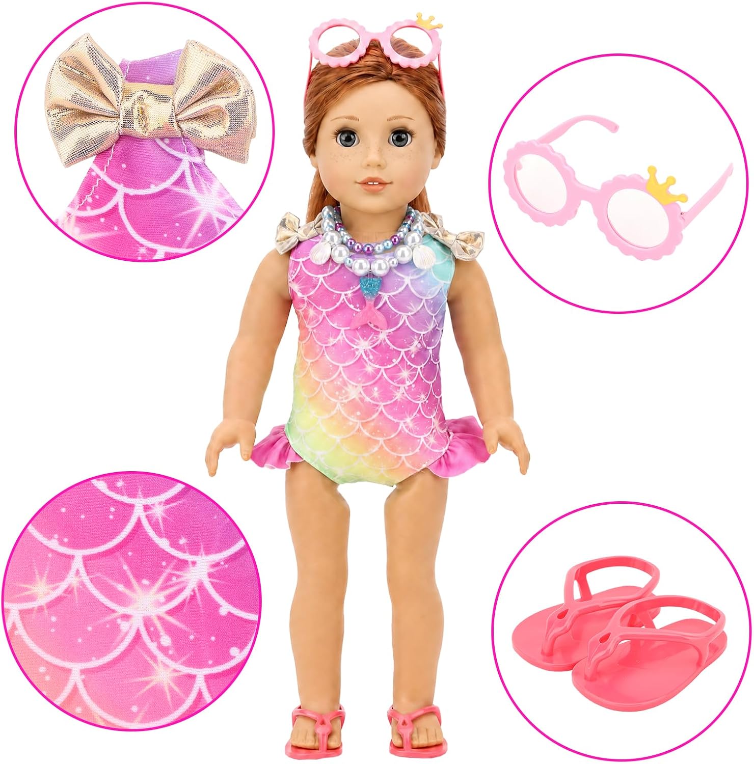 American 18 Inch Doll Clothes and Accessories Beach Ball, Swimsuit, Sandals image 3