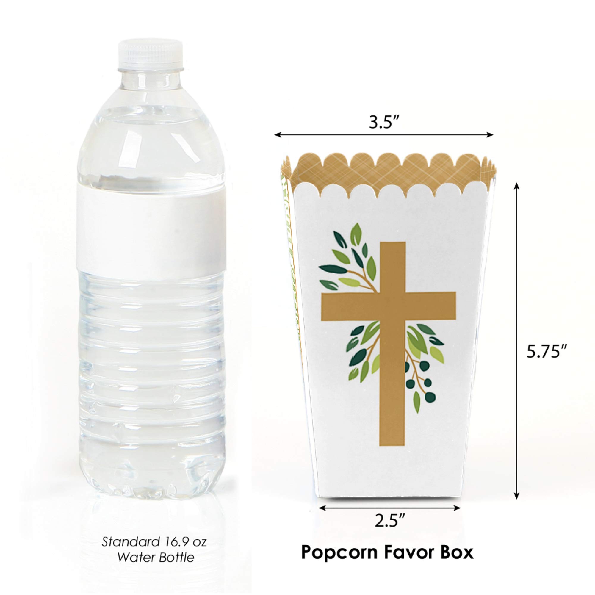 12 Religiöse Popcorn-Boxen Mit Kreuz-Motiv – 14,6 Cm Hoch, Für Taufen, Kommunion & Feiern