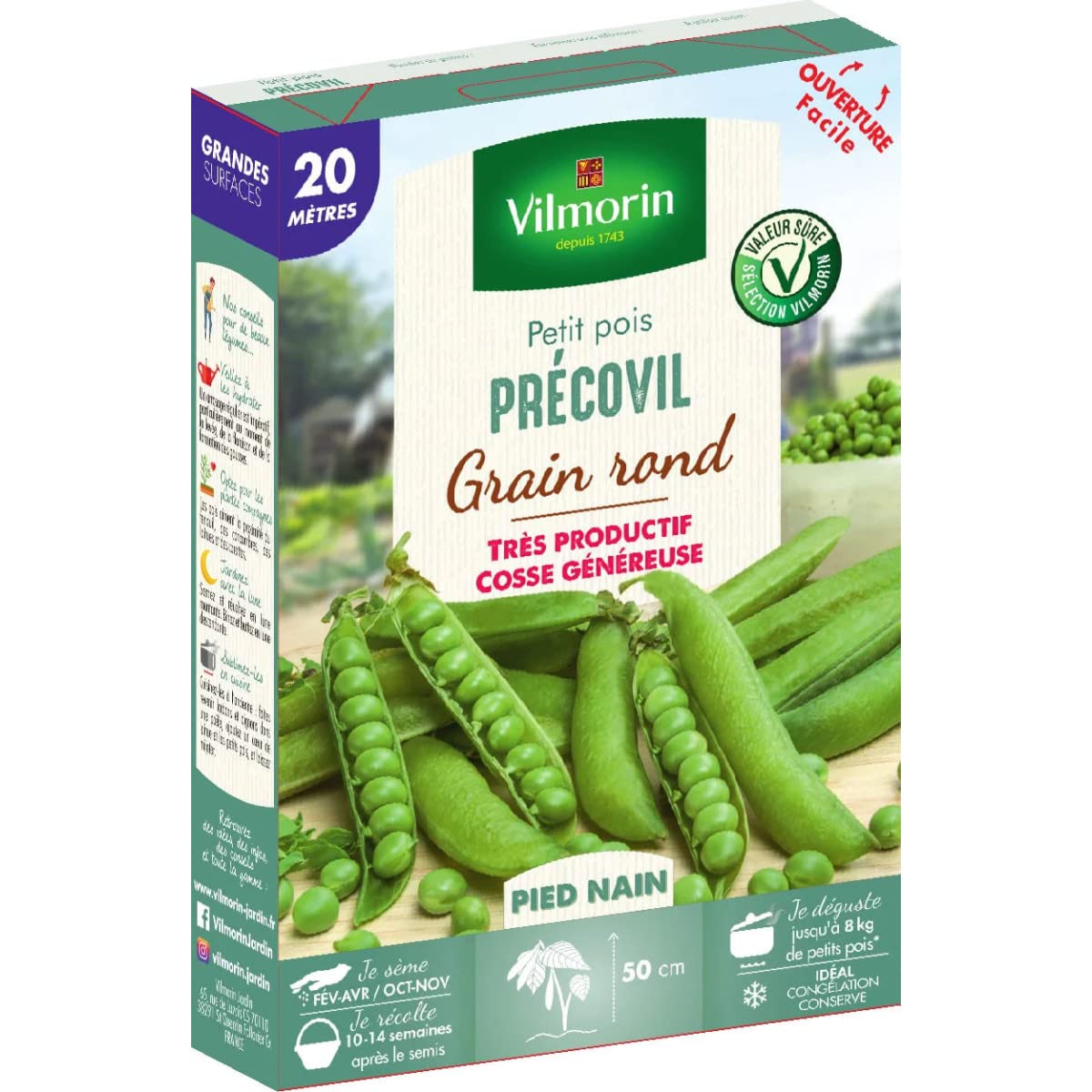 Graines de petits pois Precovil grain rond pour un semis facile et régulier