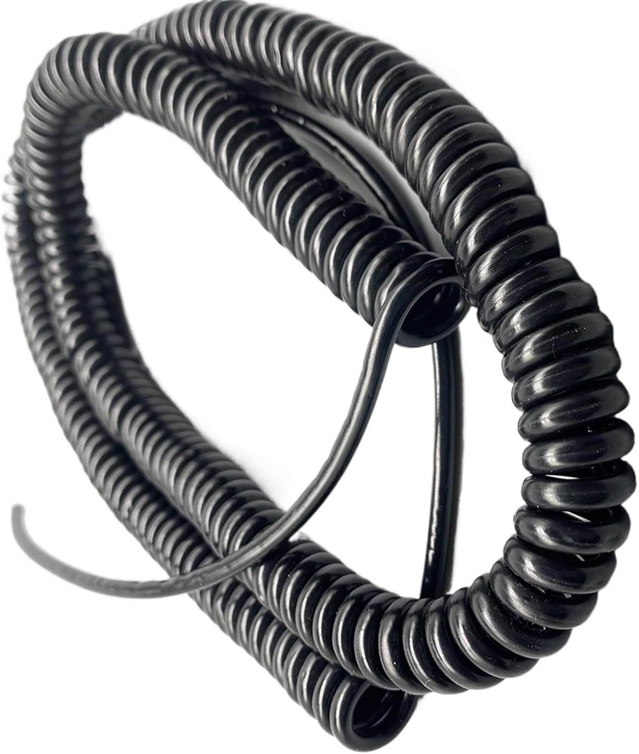 Retractable Spring Coiled Extension Cord ， 2 Cores Power Extension Cord 0.2mm Square Pure Copper Shrinkable Cable Elastic Telescopic Wavy Spring Line(Stretch 1.25 Meters)