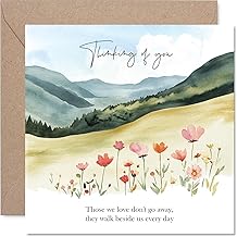 Watercolour Sympathy Card for Women Men - Floral Countryside - Mourning Bereavement Cards for Adults, 145mm Condolences Thinking of You Greeting Cards