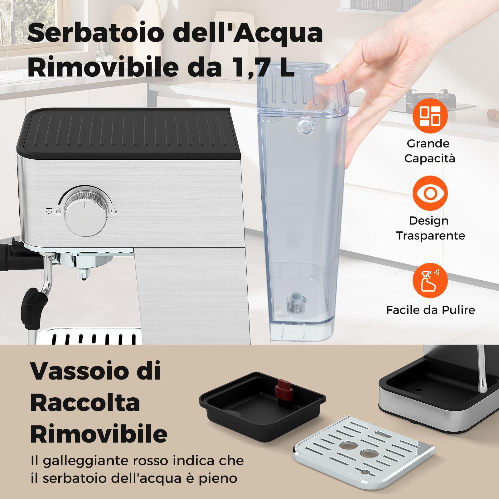 COSTWAY Macchina da caffè Automatica con Schermo a Sfioramento
