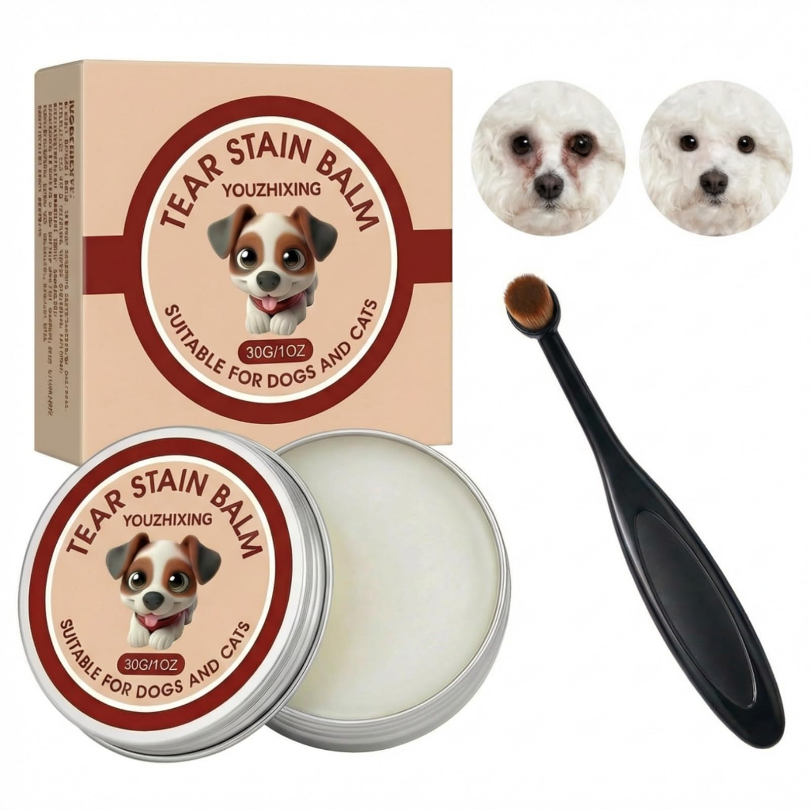 YOUZHIXING Pet Facial Grooming Kit for Dogs & Cats – Natural Fur Balm & Grooming Tools – Gentle Grooming Set for Maltese, Shih Tzu, Poodles & Cats (black, 2in1) - 1