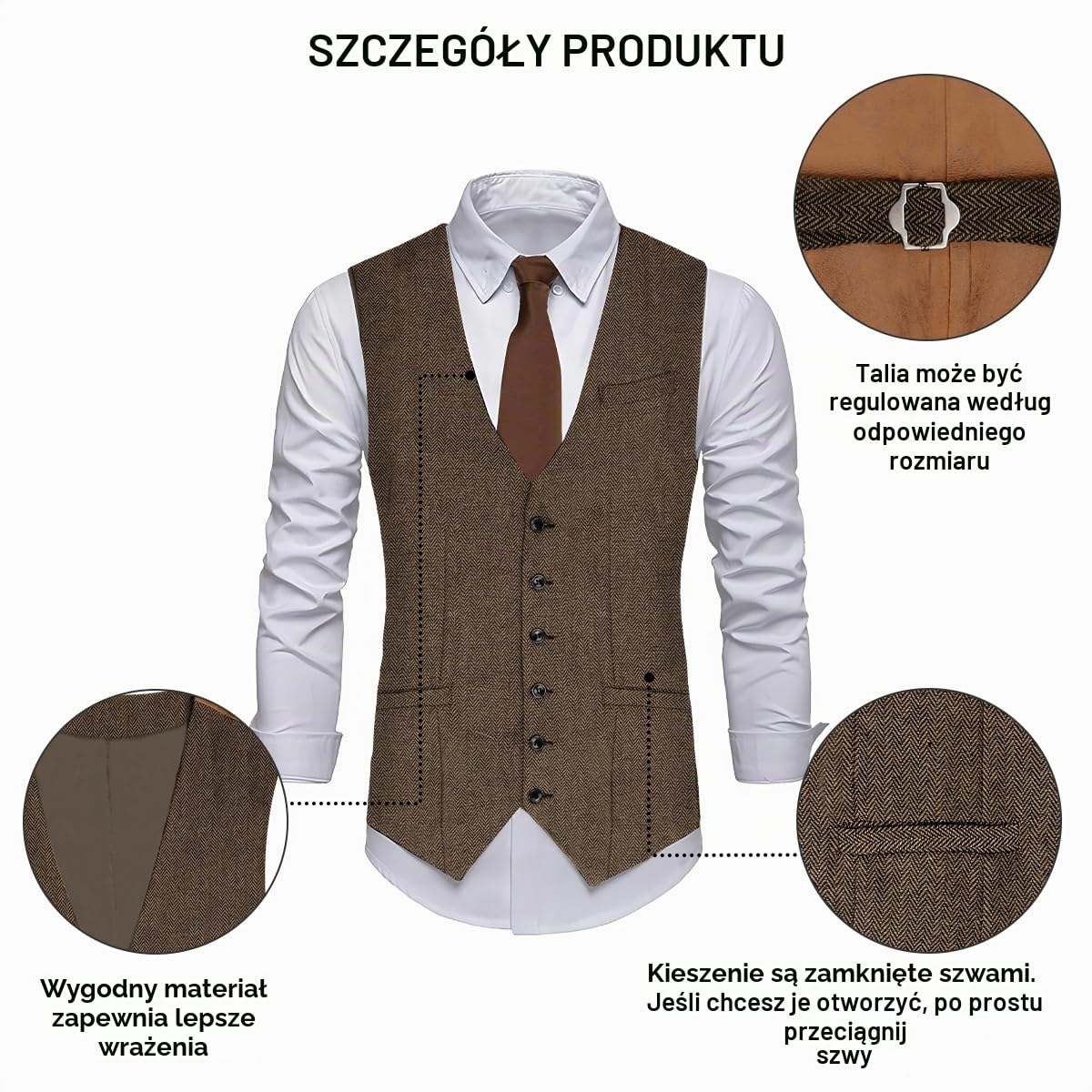 WILDPARTY Kostium męski w stylu lat 20. XX wieku, z akcesoriami, składany zegarek kieszonkowy z kulą, okulary do brody, krawat, mucha, kostium mafii w stylu lat 20., gangster Peaky Blinders, karnawał,