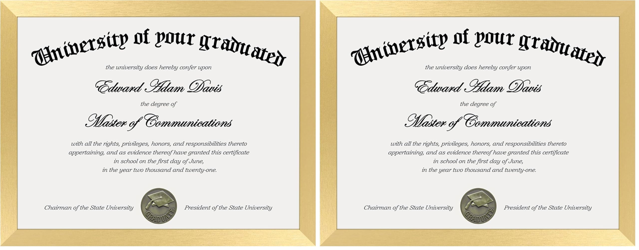 upsimples Certificate Frame, 8.5 by 11 Diploma Frames, 2 Pack, Gold