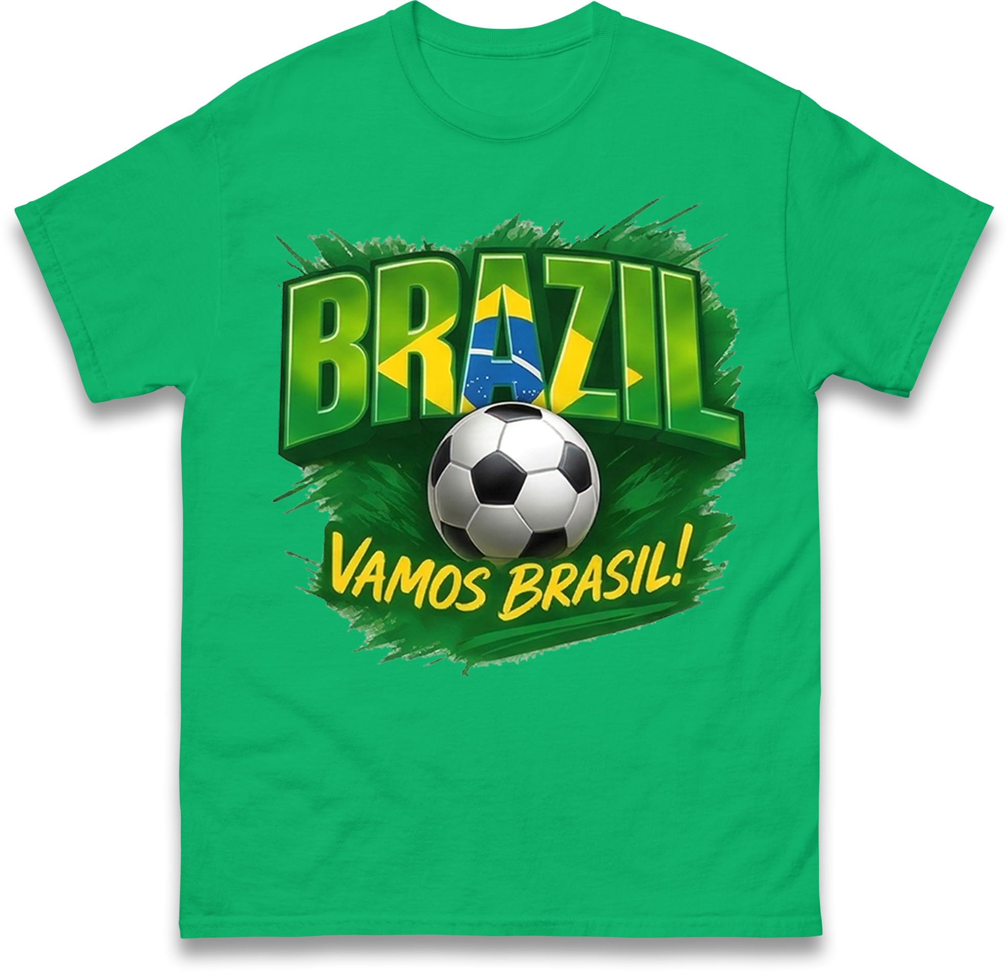 Vamos Brasil T-Shirt, Brazil Football Supporter Fan Shirt, Brazil Pride Graphic Gift T Shirt Kelly Green
