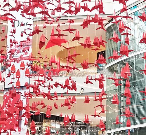 Miniatura 5 de Guirnalda colgante de grúa de papel (3 cuerdas x 5.2 pies), serpentinas de pájaros de origami para despedida de soltera, baby shower, suministros de