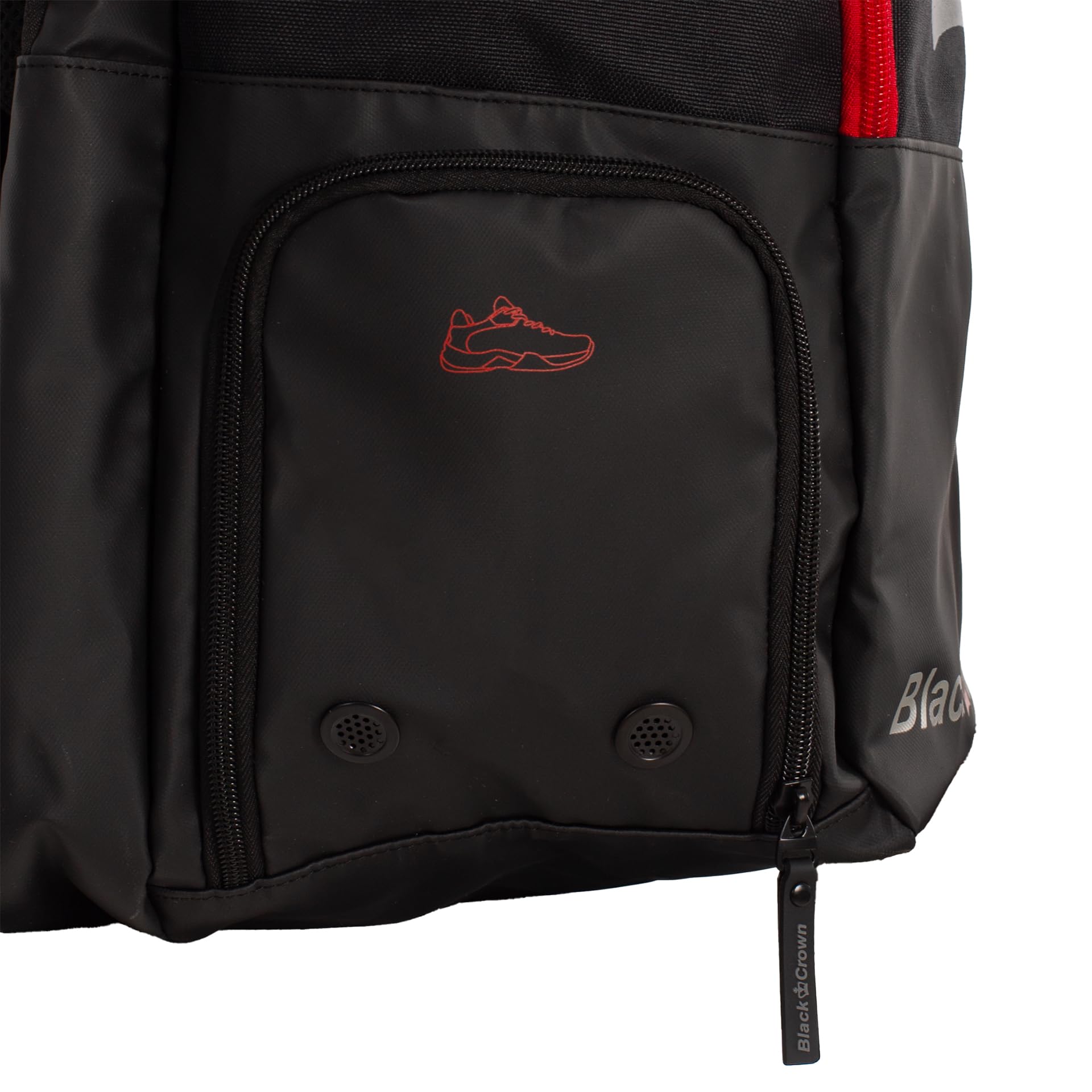 Black Crown Mochila Raptor – Diseño Impactante en Negro y Rojo – Materiales Premium (30% EVA, 70% PVC), Compartimento para Palas, Bolsillo para Zapatillas y Transporte Ergonómico